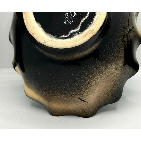 Black Blue Ruffled Edge Glazed Pottery Bowl - Picture 8 of 9